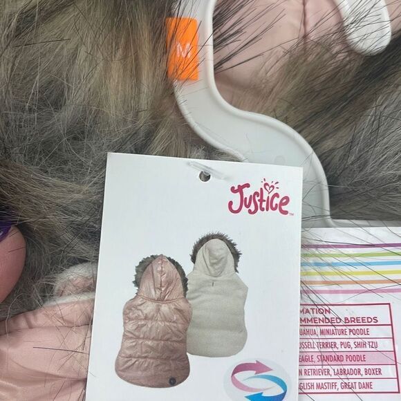 Justice Pet Reversible Puffer Jacket, Champagne, M - Picture 5 of 8